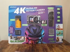 NEW Vivitar 4K Ultra HD Action Camera Bundle WiFi, 2 Screens + 64GB SD GoPro