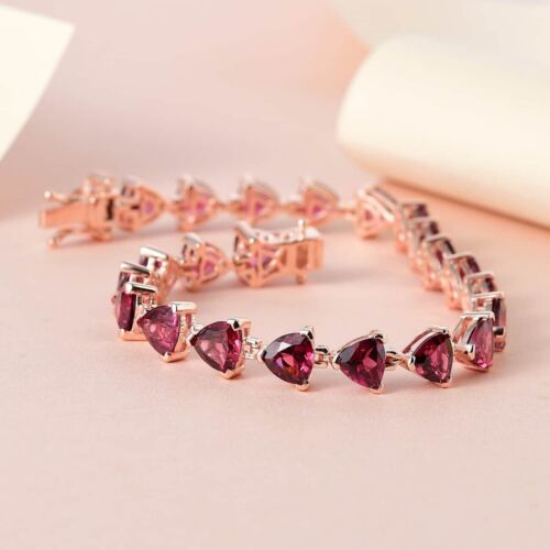 13Ct Trillion Cut Natural Rhodolite Garnet Women tennis Bracelet Sterling silver - 第 1/5 張圖片