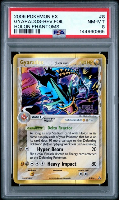 Gyarados Reverse Holo Delta Species Pokemon Ex Holon Phantoms #8 NM-MT PSA 8