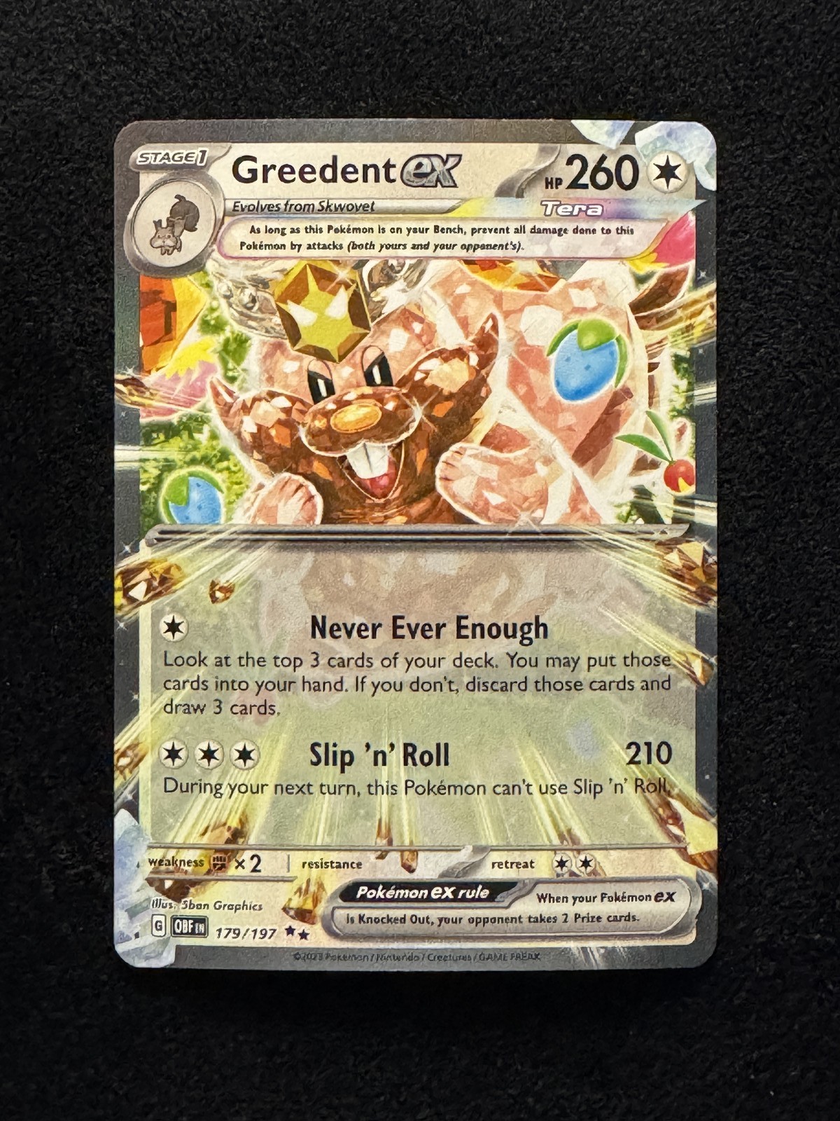 Greedent ex 179/197 Obsidian Flames Double Rare NM