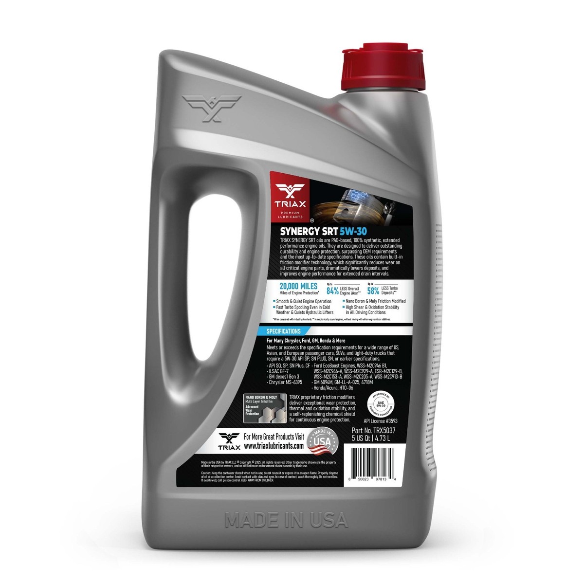 TRIAX Synergy SRT 5W-30 Full Synthetic PAO and Ester Engine Oil (5 