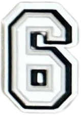 Number "6" White Numerical Spelling Charm For Crocs Shoe Charms - 1 Piece