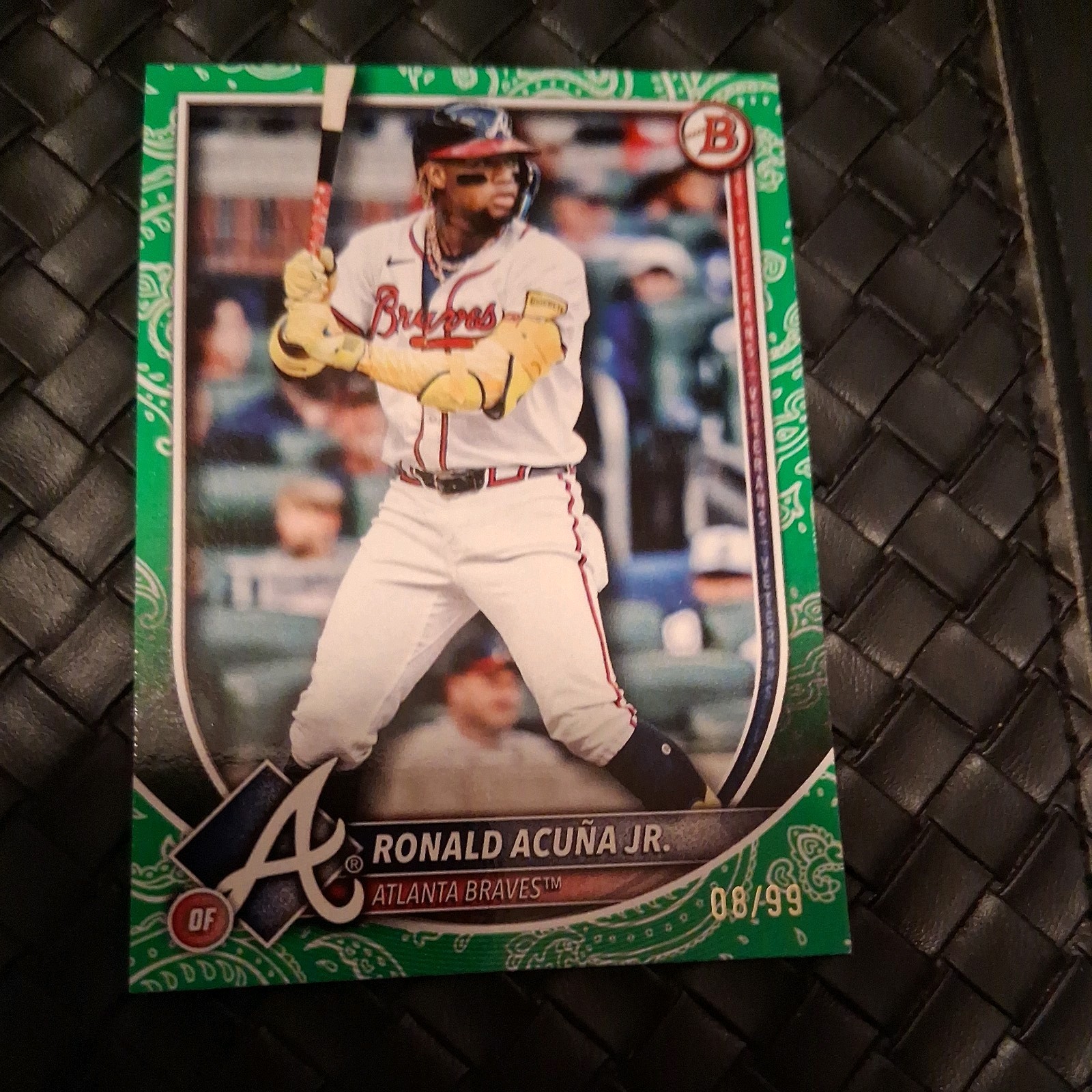 Ronald Acuna Jr. 2025 Bowman Green Paper Parallel 8/99 Atlanta Braves
