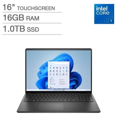Dell Inspiron 16 Touchscreen Laptop, Core 7 150U, 16 GB RAM 1 TB SSD, Black