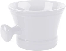 Linkidea Ceramic Shaving Mug with Knob Handle, Deep Size Wet White 