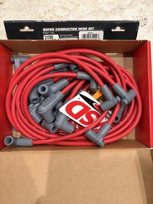 MSD 31299 Super Conductor Spark Plug Wire Set Red hot rat rod bbc chevy gmc
