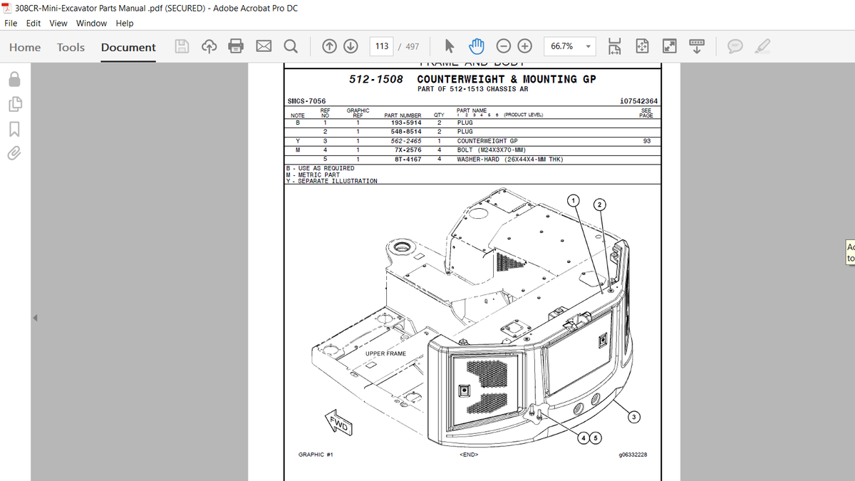 CAT Caterpillar 308 CR Mini Hydraulic Excavator GG81-Up Parts