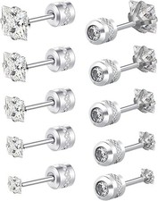 5 Pairs Titanium Earrings for Sensitive Ears Hypoallergenic Screw Back Earrings