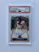 JUSTIN CRAWFORD 2023 BOWMAN CHROME PROSPECT AUTO SPECKLE REFRACTOR /299 #CPAJC