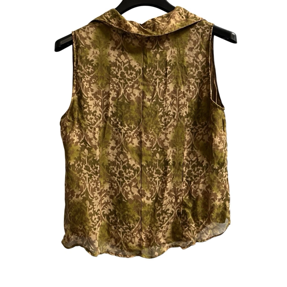 Moda Bug Y2K Top Mujer XL Marrón Floral Seda Transparente Tanque Volantes Bosque Hada Foto 3 de 4
