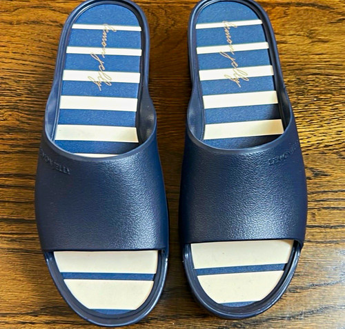 Lemon Jelly Women's Striped Navy/White Slip-On Slide Wedge Sandals EU 41