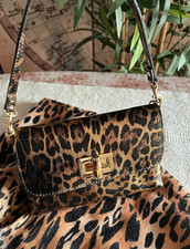 Tasche, Handtasche Mini Bag Damen Echtleder Animalier Leopard mit Schal
