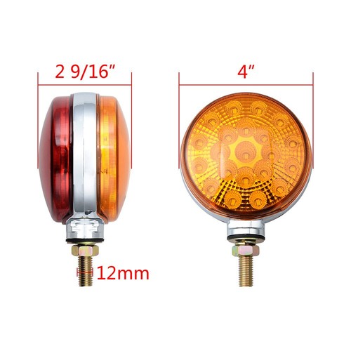 4X 42LED Round Dual Face Pedestal Turn Signal Lights Stud Mount Cab Fender Truck - Picture 10 of 11