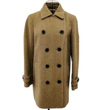 BURBERRY LONDON Wool Blend Double Breasted Camel Coat 38 S Vintage