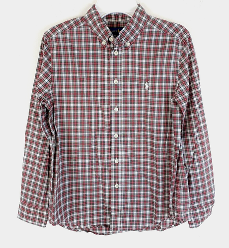 Polo Ralph Lauren Big Boy's L (14-16) Plaid Poplin Shirt - Red w/White Pony NEW