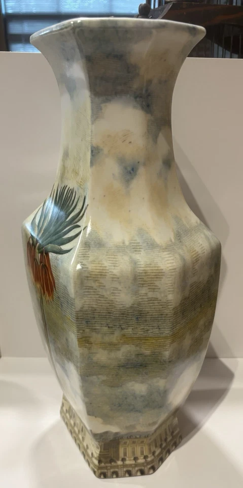 Jarrón real grande de doble cara floral JOHN DERIAN Tozai Home palacio francés RARO Foto 3 de 4