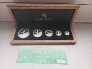 Banco de Mexico 1 9 oz Silber 5 coin Proof Set Libertad 2018 Mexiko