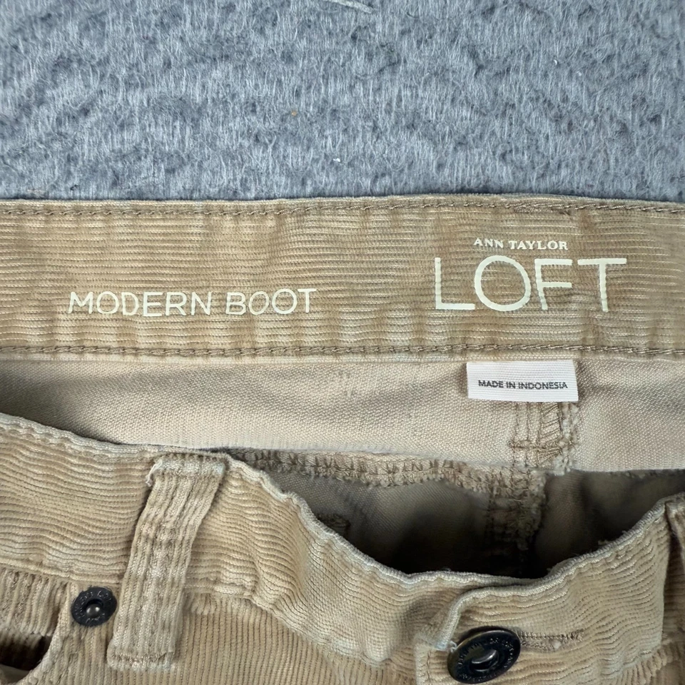 Ann Taylor Corduroy Pants Womens 6 Petite Beige Modern Bootcut Mid Rise Stretch - Image 4 of 4