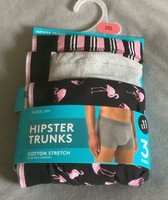 MATALAN -3 Pairs Hipster Boxer Trunks Flamingos + Stripes Print-Size 3Xl - BNIP
