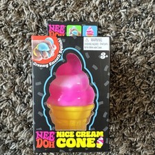 Pink NeeDoh Nice Cream Cone Ice Cream Squishy Toy Nee Doh Stress Ball NEW Rare
