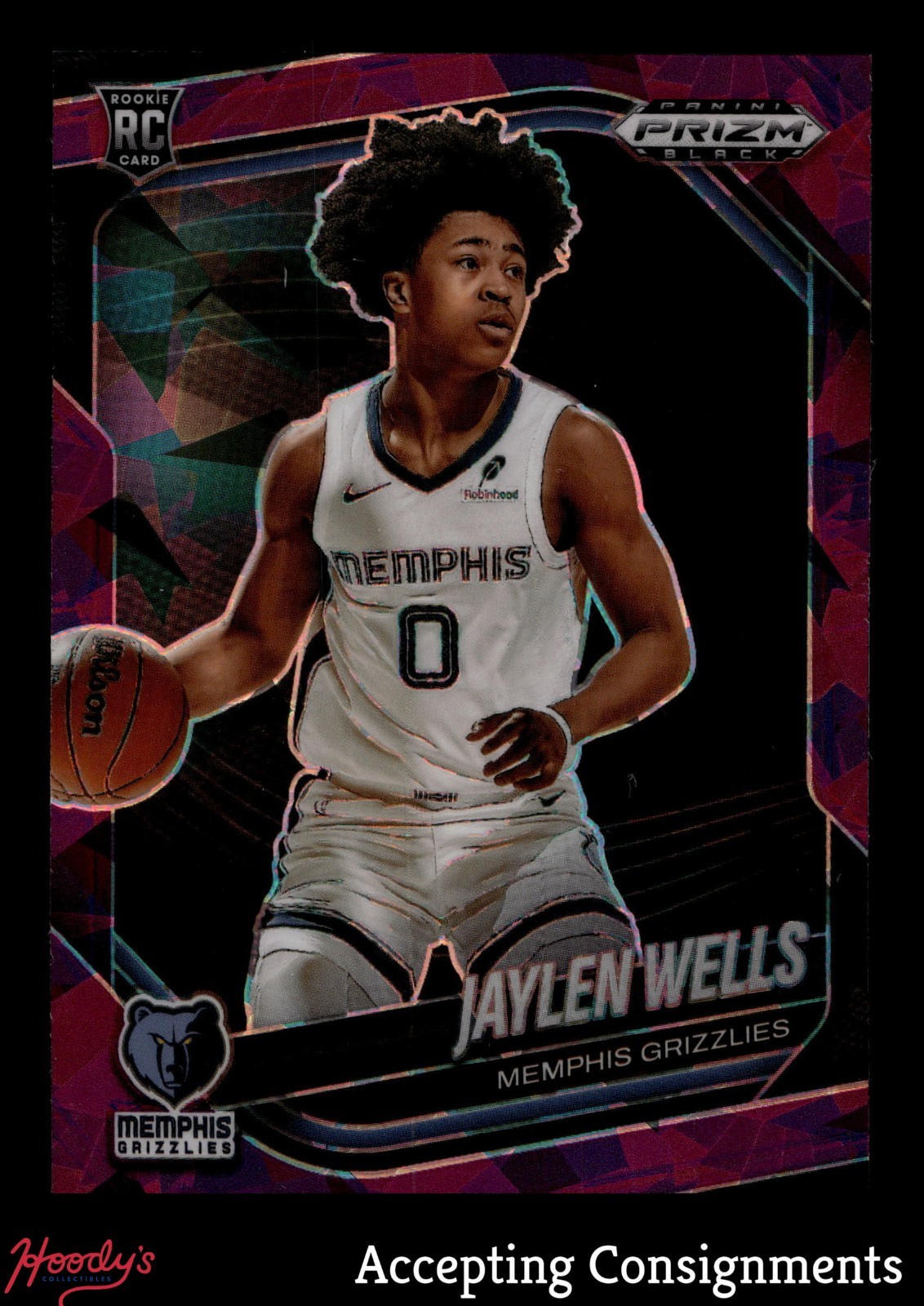 2024-25 Prizm Black Purple Ice #34 Jaylen Wells RC ROOKIE GRIZZLIES 124/149