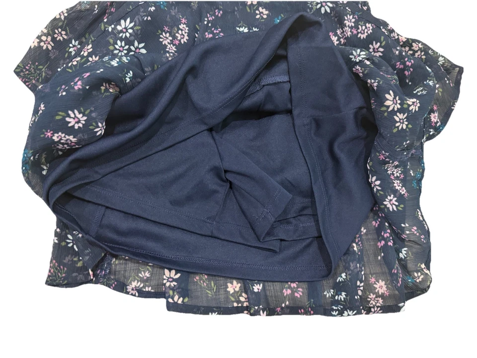 SONOMA - NIÑA Azul Marino FLORAL Falda con Pantalones Cortos Adjuntos Talla 8 Volantes Foto 2 de 2