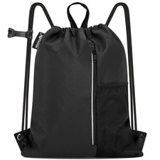 Men  Women Outdoor Sport Gym Sack Waterproof Drawstring Backpack Bag black 