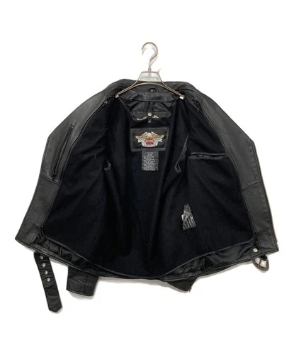 Harley-Davidson Double Leather Riders Jacket Men's Size M Black image 3