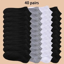 Unisex 40/20/10 Pairs of Solid Color Ankle Socks Low Soft Lightweight No Show