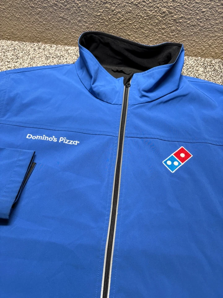 Domino's Pizza Employee Jacket Mens 2X Blue Full Zip Waterproof Workwear - Image 2 of 4