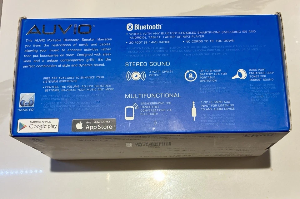 Altavoz portátil Bluetooth AUVIO PBT500 2.0 estéreo blanco nuevo en caja  Foto 2 de 3