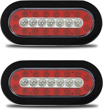 2Pcs 6.3" inch Oval Truck Trailer Led Tail Lights 23 LEDs Stop Brake Lights Tail