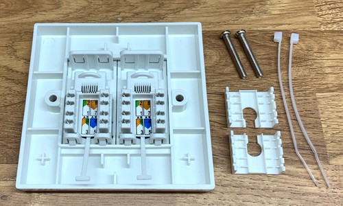 CAT6 CAT5E RJ45 Modules in Double Faceplate 2 Port Network Data Wall Socket - Picture 2 of 4