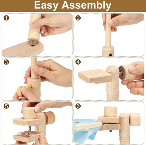 Soporte de aro bordado ajustable, soporte de aro de punto de cruz de madera de haya manos libres - Imagen 4 de 6