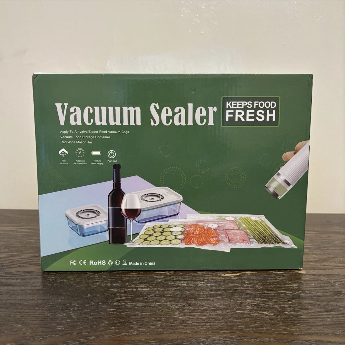 Vacuum Sealer Green Box with Vacuum Food Storage Container Keeps Food Fresh