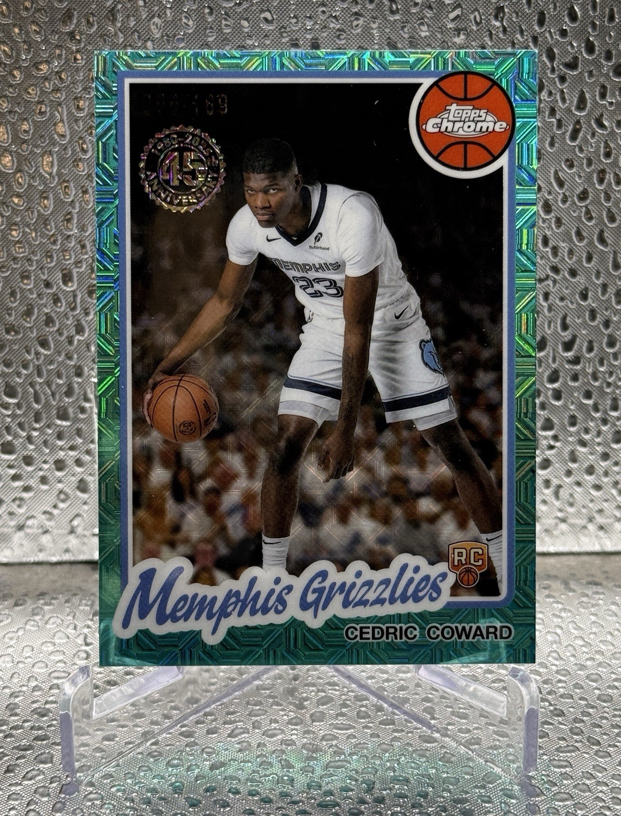 Cedric Coward 2025-26 Topps Flagship 1980 Chrome 45th Aqua Mojo /199 RC #TC-CO