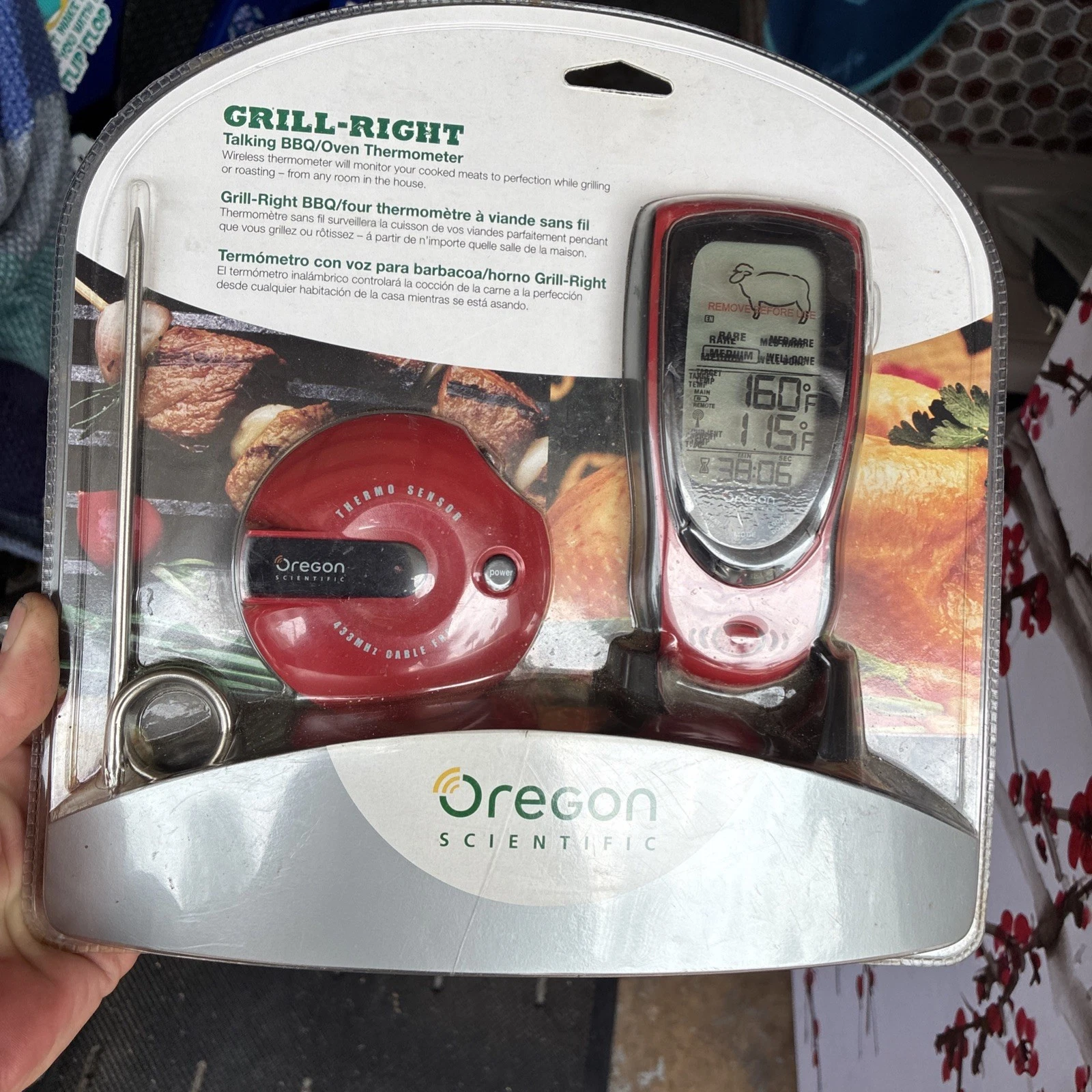 Oregon Scientific Talking BBQ Oven Thermometer Red GRILL RIGHT New Sealed