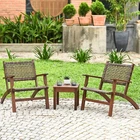 Ensemble de meubles de patio en rotin Costway 3PCS, table basse