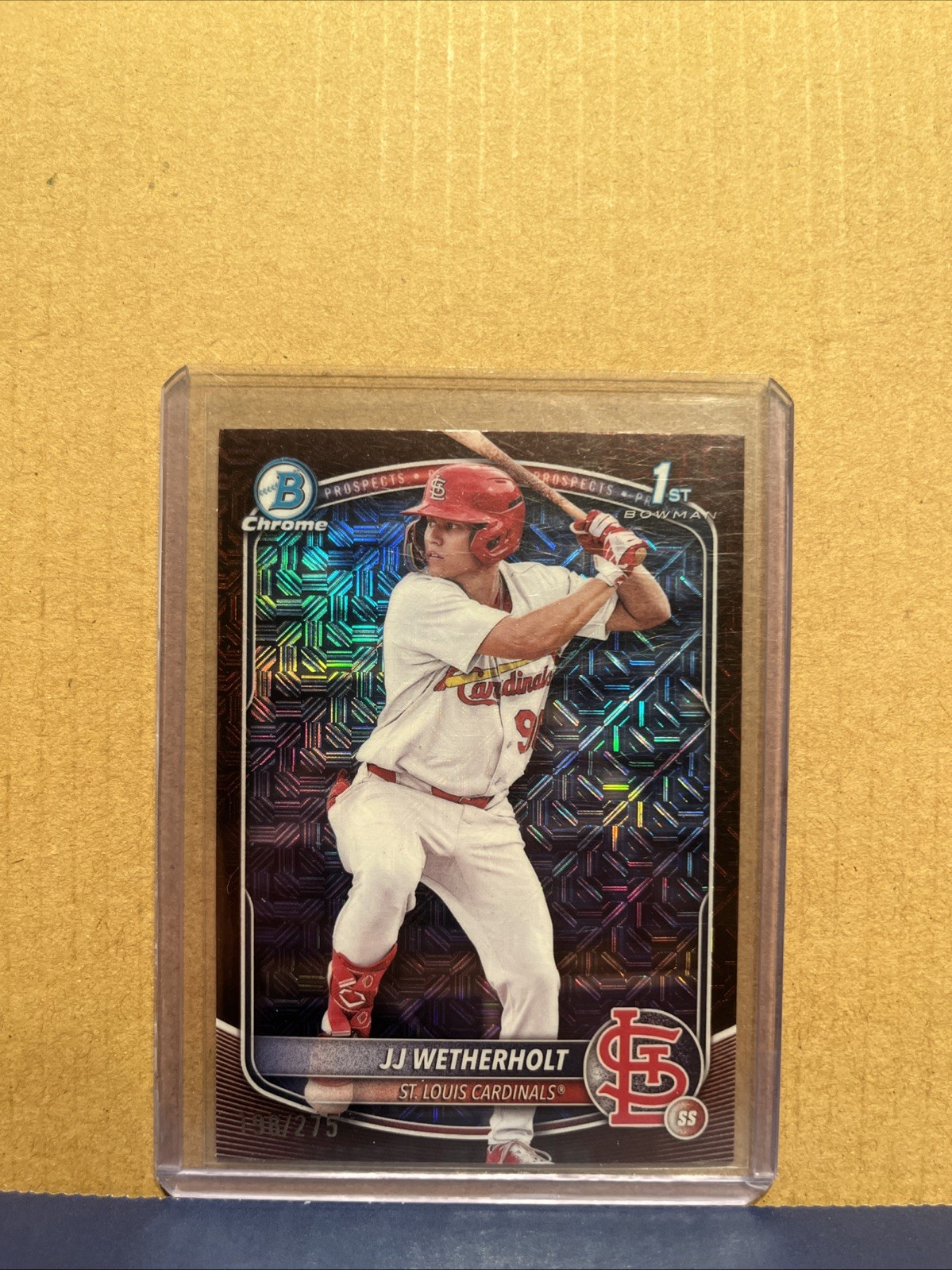 2025 Bowman Chrome Prospects JJ Wetherholt #BCP-22 Burgundy Mojo Refractor /275 