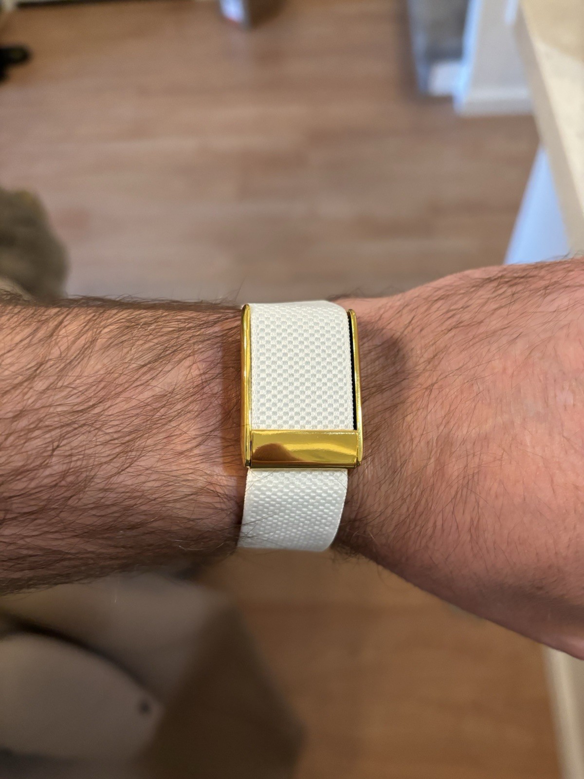Whoop 5.0/MG Replacement Band - White Band - Gold Clasp
