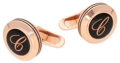 Chopard Classic ''C'' Rose Gold-Plated Steel & Glass Mens Cufflinks 95014-0054