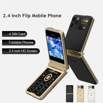 Unlocked Mini 2.4'' Folding Cell Phone Bluetooth Dialer 2G GSM 4SIM Mobile Phone