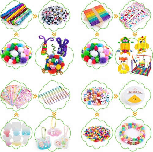 Sundaymot Arts and Crafts Supplies for Kids, 2000+Pcs DIY Craft Kits, Ages 6 - Picture 4 of 5