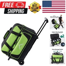 Double Roller 2 Ball Bowling Bag with Separate Shoe Compartment for Bowling S...