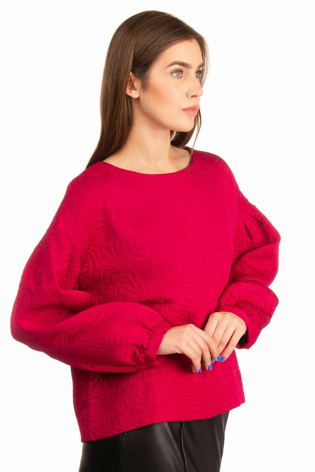 GARAGE NOUVEAU Jacquard Sz 1 / S Bishop Puff Balloon Sleeve JUMPER TOP NEW Italy image 4