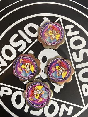 x3 Official World Chupa Cap Plus 1 Bad Condition Metal Slammer Pogs