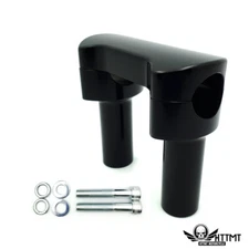 4in / 4" Tall 1.25" Mount Black Hefty Handlebar Riser/Top Clamp Kit For Harley