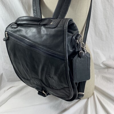 Vintage CANYON OUTBACK black leather backpack rucksack multi 