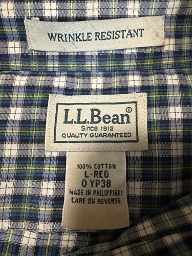 LL Bean Wrinkle Resistant Button Down Shirt Mens L-REG 0 YP38 Plaid Checkered - Picture 6 of 9