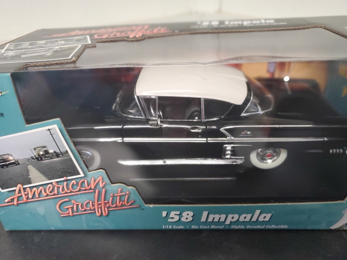 アメグラ☆American Graffiti☆CHEVY☆'58インパラ☆美品 American Graffiti Ertl 58 Impala Black with White Top 1/18